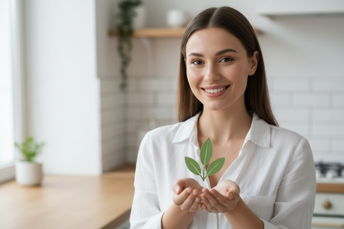 Chica con planta estilo logo Glowen